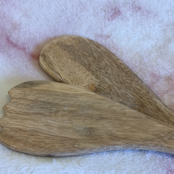 Gather Fall Thanksgiving Autumn Salad Server Set Salad Utensils, NWT Wood Enamel - Picture 16 of 16